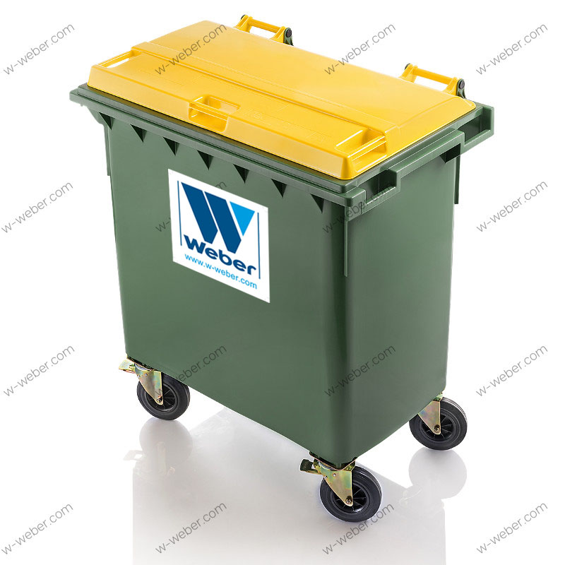 Müllbehälter 770 L Seitenansicht / Griffe