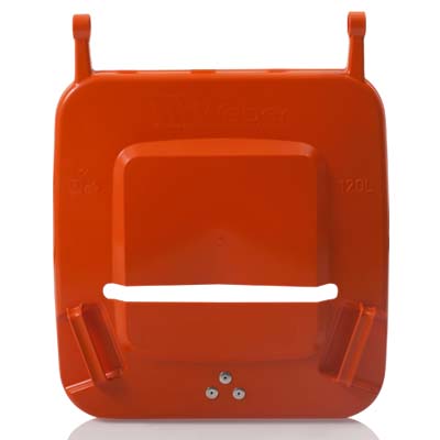 Papiereinwurf Deckel an orange 120 L Mülltonne — Weber