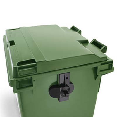 DIN Aufnahme Aufnahmezapfen an green 4-Rad Kunststoff-Abfallbehälter — Weber