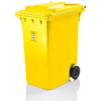 Weber 360 litre clinical waste container yellow UN 3291 hospital wheelie bin