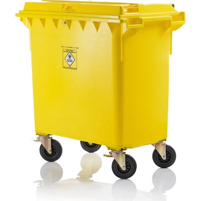 Weber 770 litre clinical waste container yellow UN 3291 hospital wheelie bin