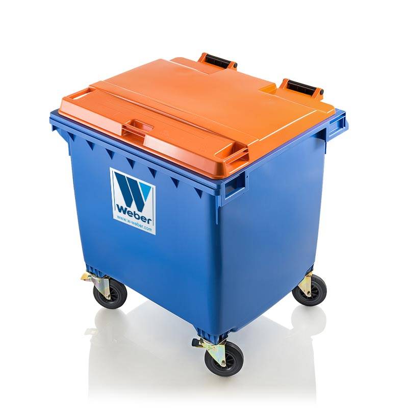 Mobile waste container MGB 1100 l flat lid with central brake – Weber GmbH