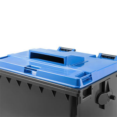 Paper slot on 4-wheel flat-lid waste container — Weber