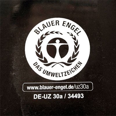 Transfer printing: Blue Angel ecolabel on a waste container — Weber