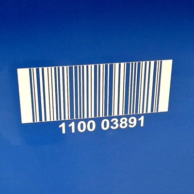 Transfer printing: consecutive container number with barcode on a waste container — Weber