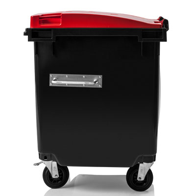 Ochsner-type lifting handles on 4-wheel plastic waste container — Weber