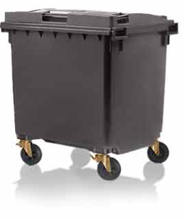 Mobile waste containers 1100 litre with flat lid from Weber