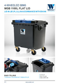 Wheelie bins 1100 L flat lid